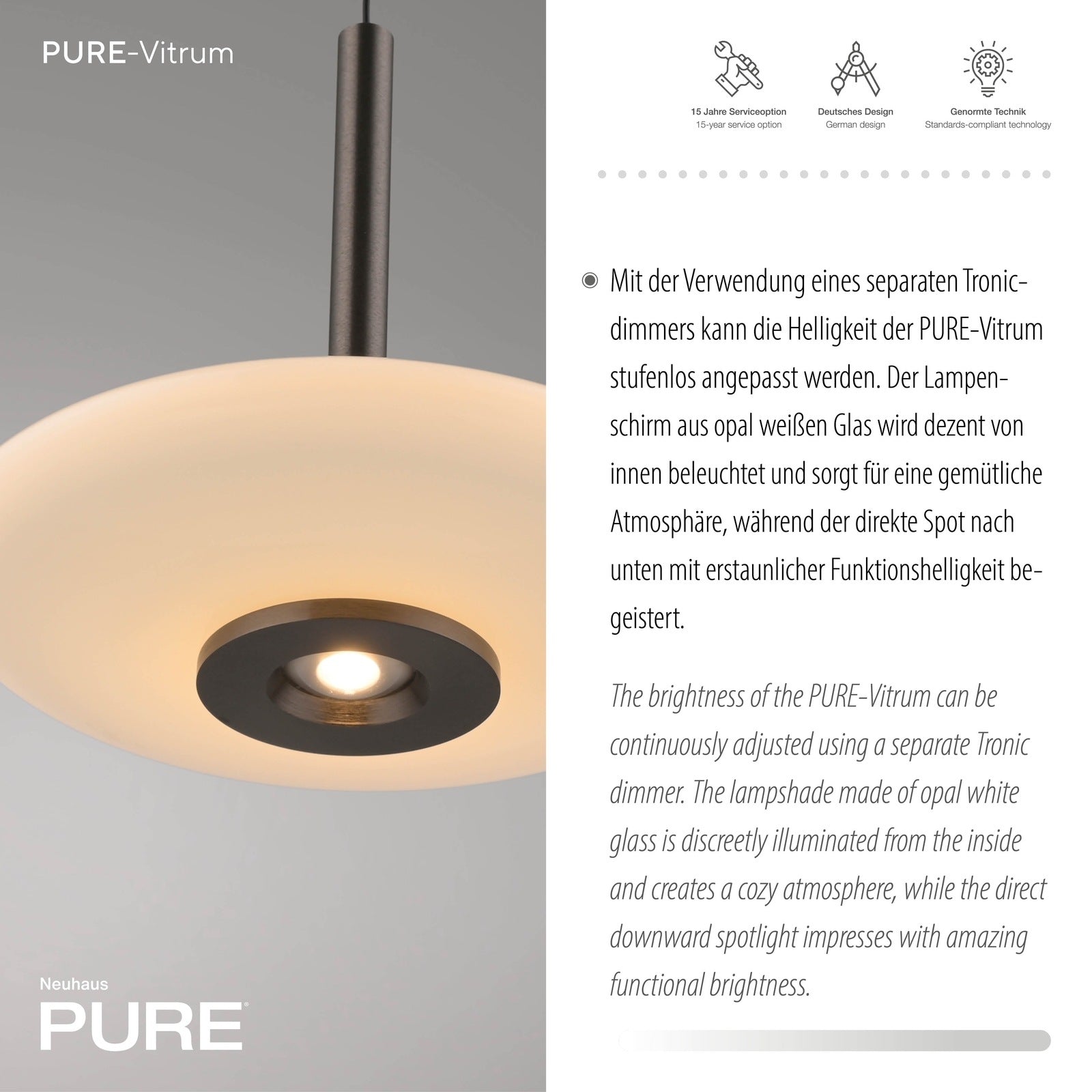 Paul Neuhaus-Pendelleuchte Pure Vitrum