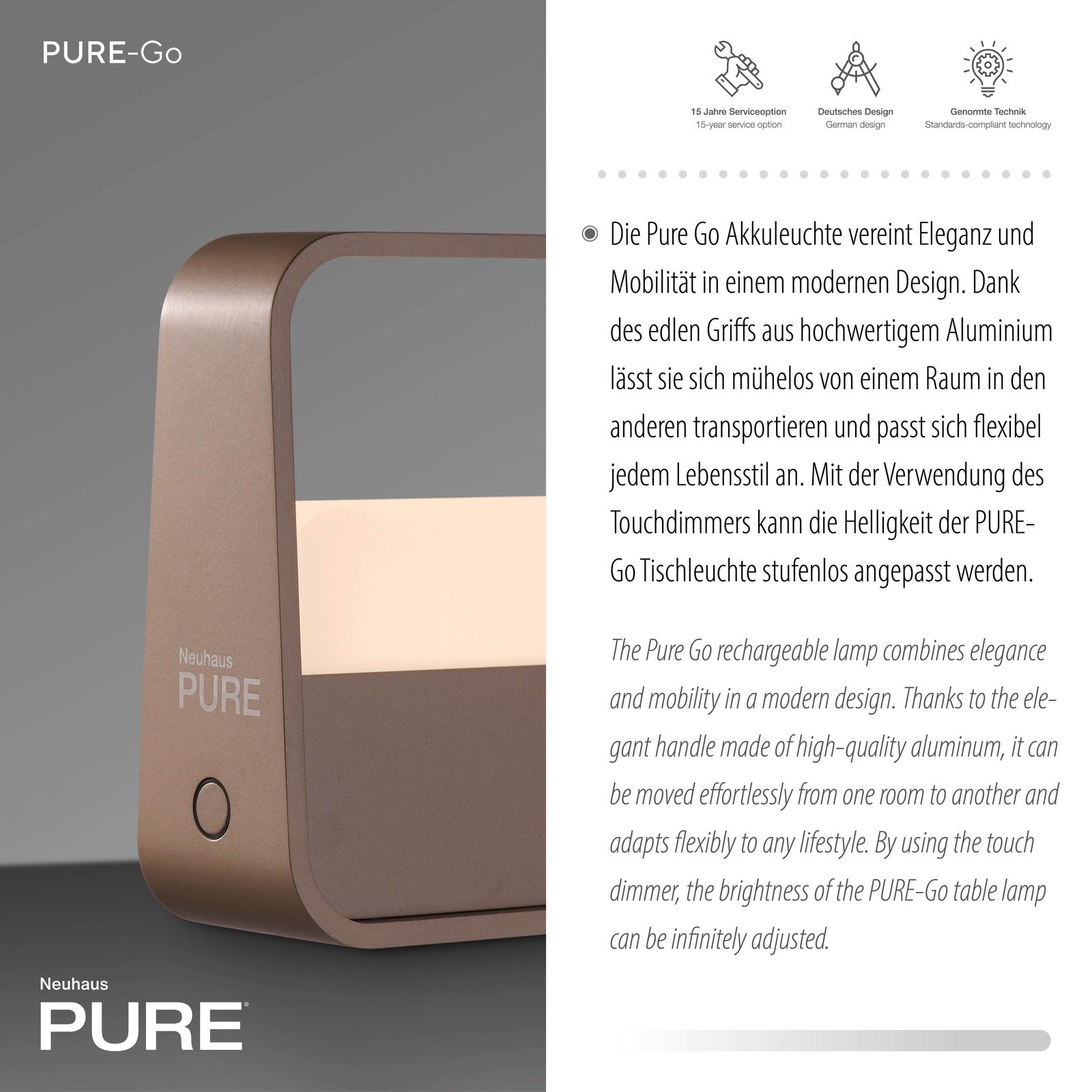 Paul Neuhaus-Akku-Tischleuchte Pure Go LED