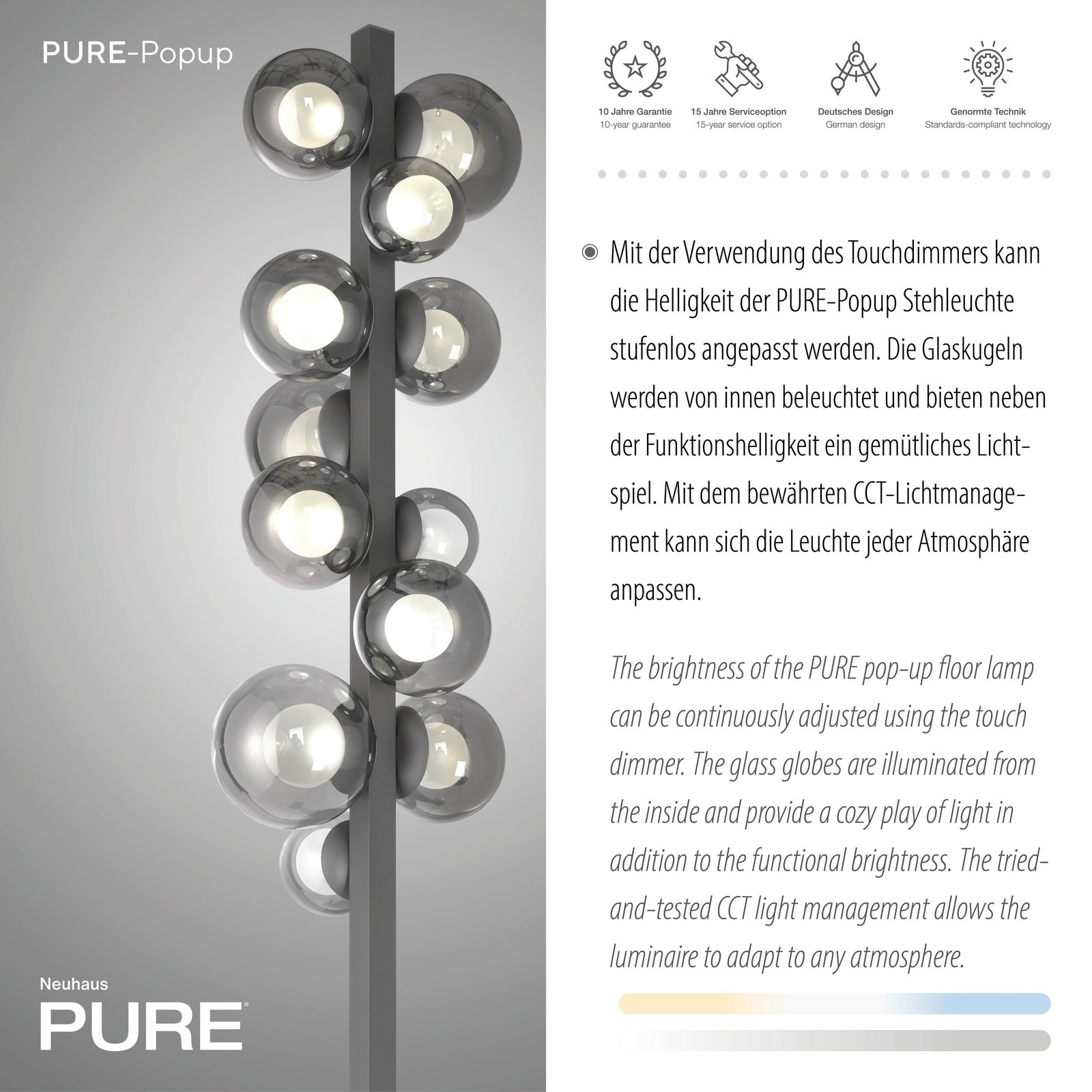 Stehleuchte Pure -E-Popup grau