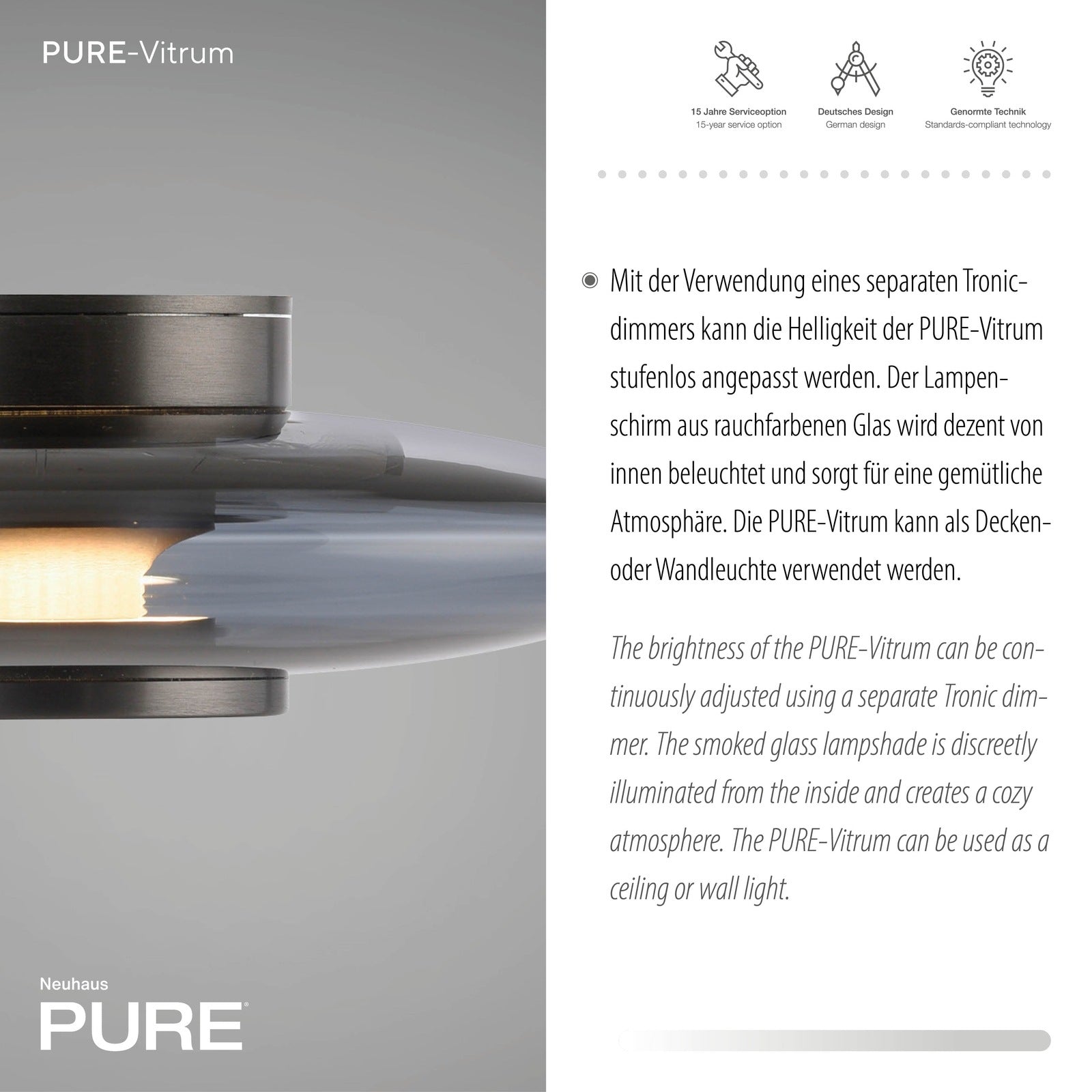 Paul Neuhaus - Wand- und Deckenleuchte Pure Vitrum