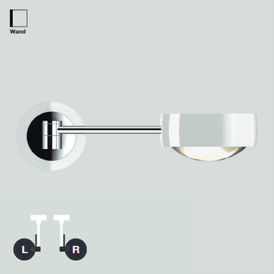 Occhio - Wandleuchte letto LED 30 up Chrom matt base Rechts ohne Kopf