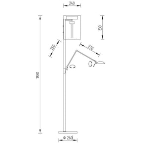 Knapstein Germany - Stehleuchte matt nickel LED mit Lesearm