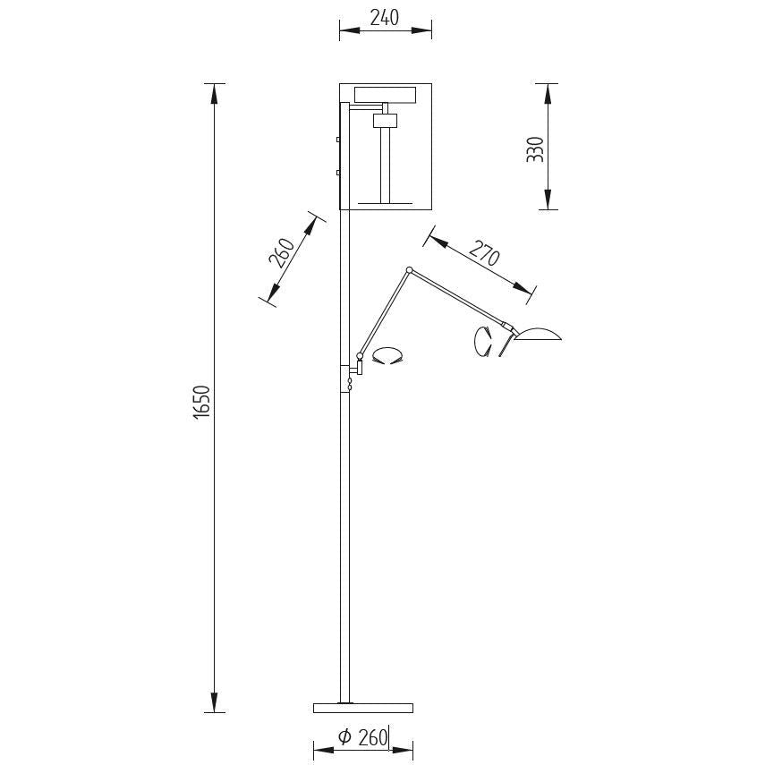 Knapstein Germany - Stehleuchte matt nickel LED mit Lesearm