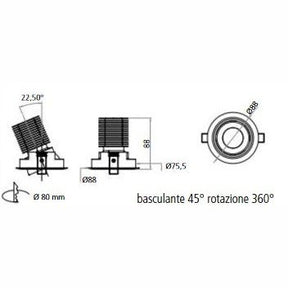 Artemide - Einbauleuchte Parabola 80 orientabile Aluminium