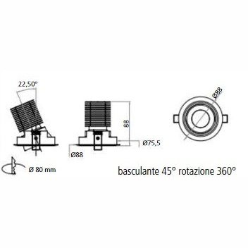 Artemide - Einbauleuchte Parabola 80 orientabile Aluminium