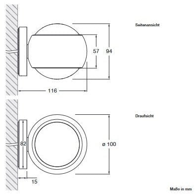 Occhio - Wandleuchte io verticale Kopf bronze Base schw. - Austellungsware