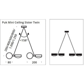 Top Light - Deckenleuchte Puk Mini Sister Twin Chrom